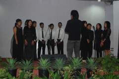 The choir sings on